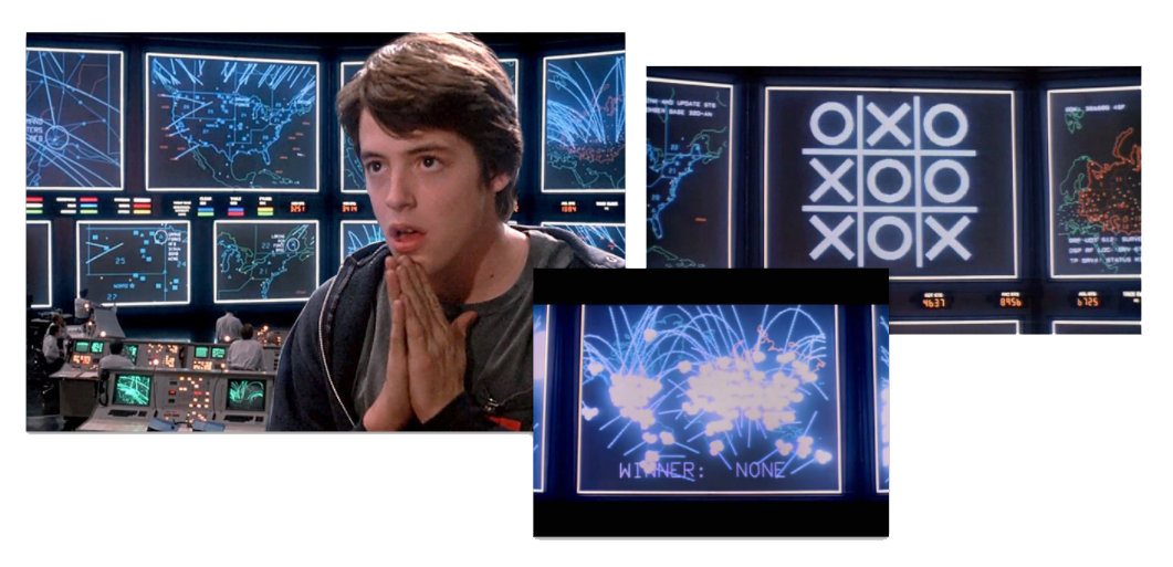 Retro cyber data visualizations, from Wargames (1983), United Artists. Image Source: IMDb